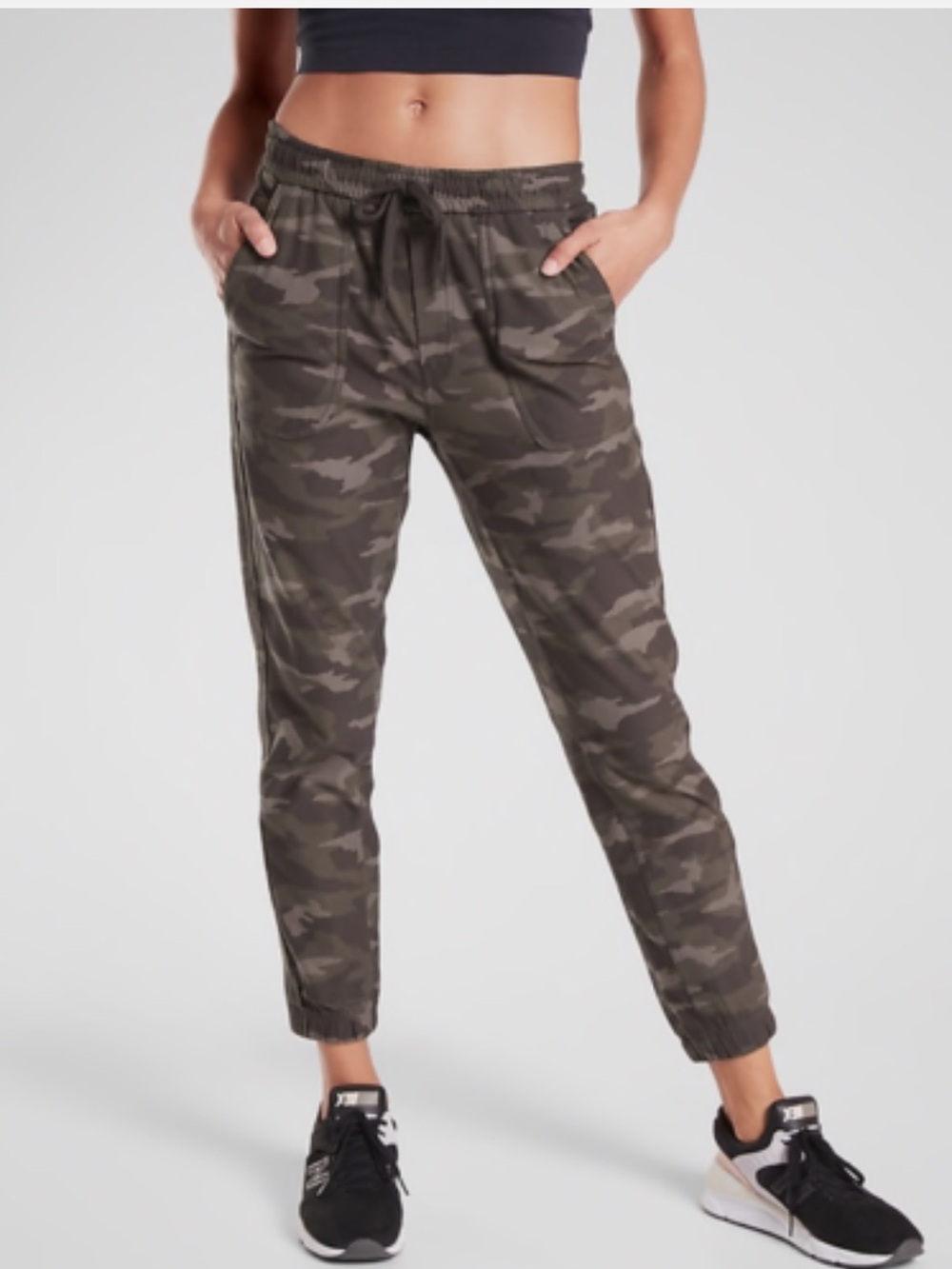 ATHLETA Camo Farallon Jogger Cotton Pants 10 Olive Green
